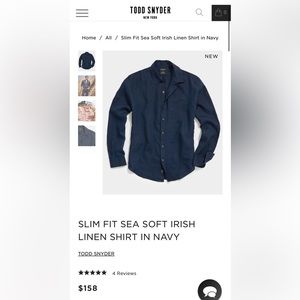 Todd Snyder Slim Fit Sea Soft Irish Linen Shirt - Navy